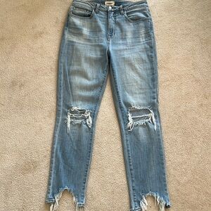 L’AGENCE Light Blue Distressed High Line Jean Size 29
